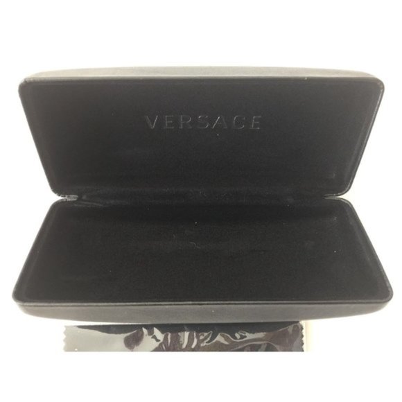 Versace Eyeglasses / Sunglasses Hard Case Black Gold Medium Size W Cloth